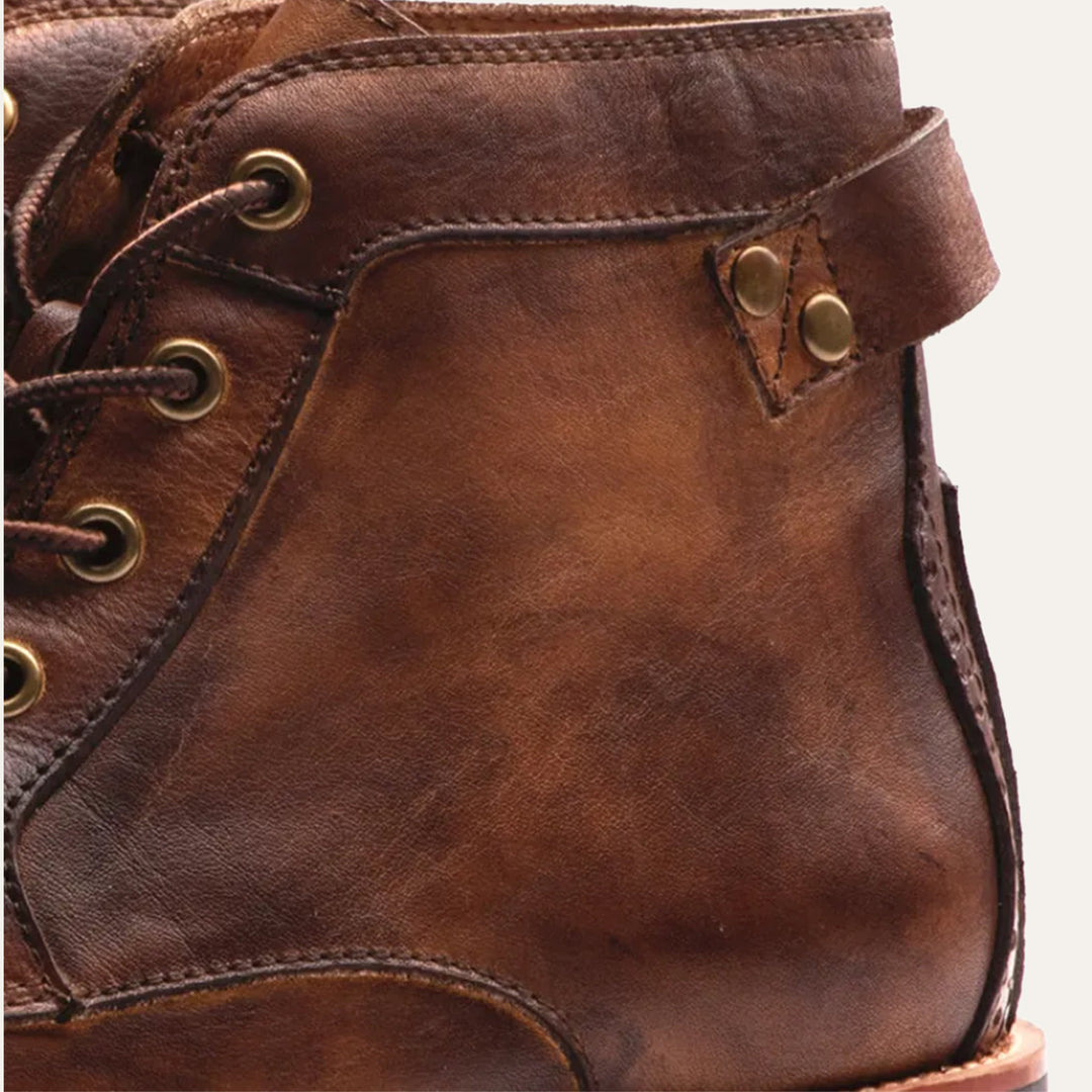 The Lucca Men’s Lace Up Vintage Faux Leather Ankle Boots