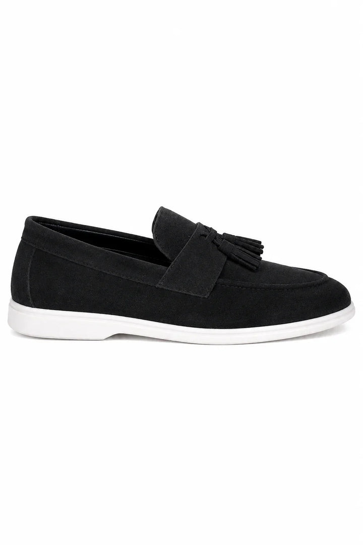 The Prescott Men's Suede Tassel Slip On Loafers - Black