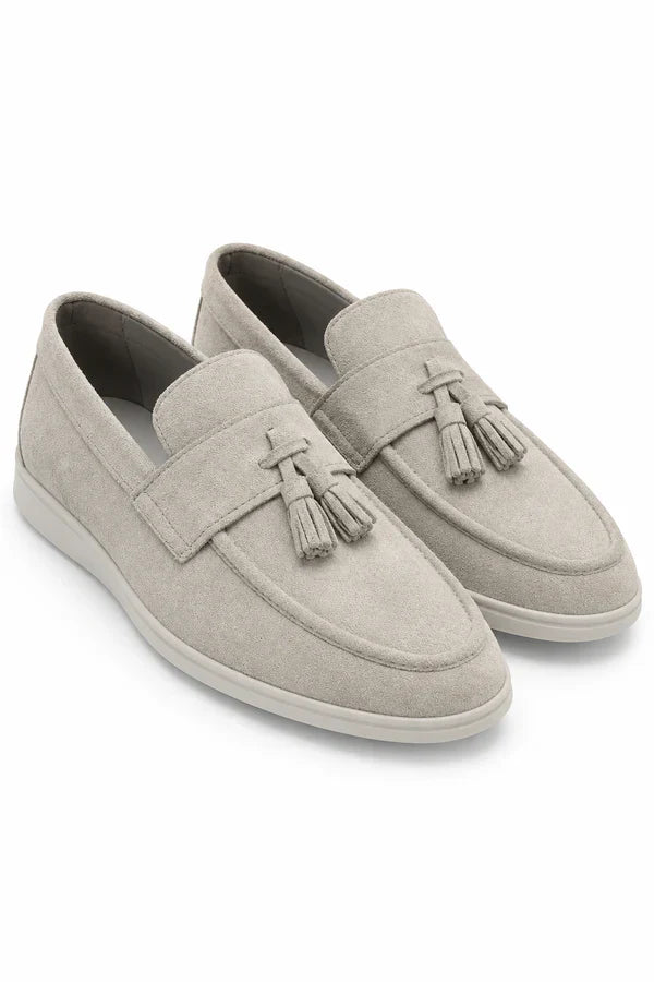 The Prescott Men's Suede Tassel Slip On Loafers - Gray