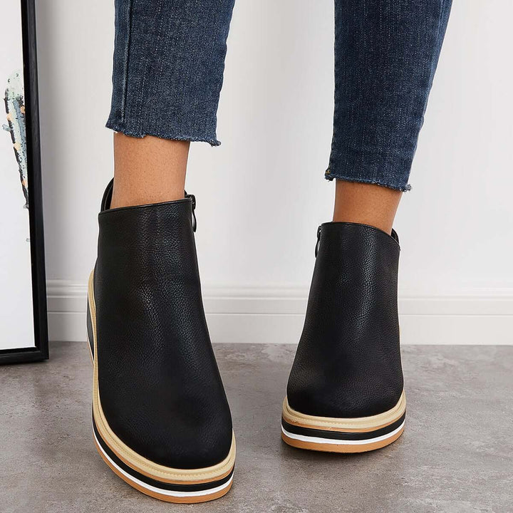 Chic Platform Ankle Boots with Zipper Detail