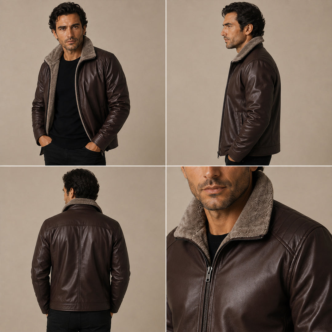 Men’s Winter Fleece Lined Faux Leather Jacket
