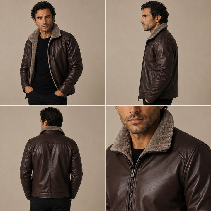 Men’s Winter Fleece Lined Faux Leather Jacket