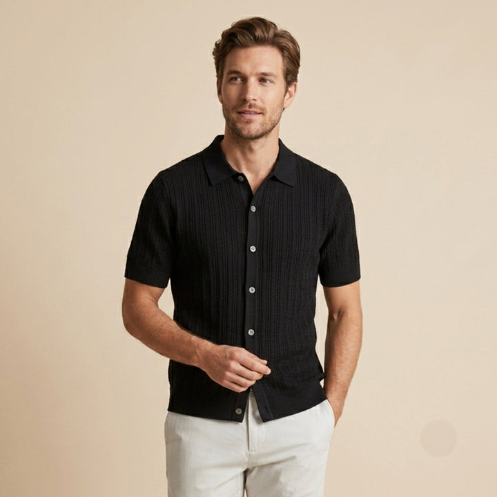 The Trapani Men’s Casual Knit Button Down Polo Shirt