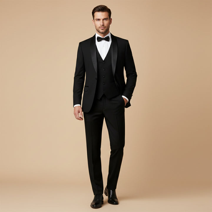 The Trebbiano Men’s 3 Piece Suit – Elegant Slim Fit Formal Tuxedo Set