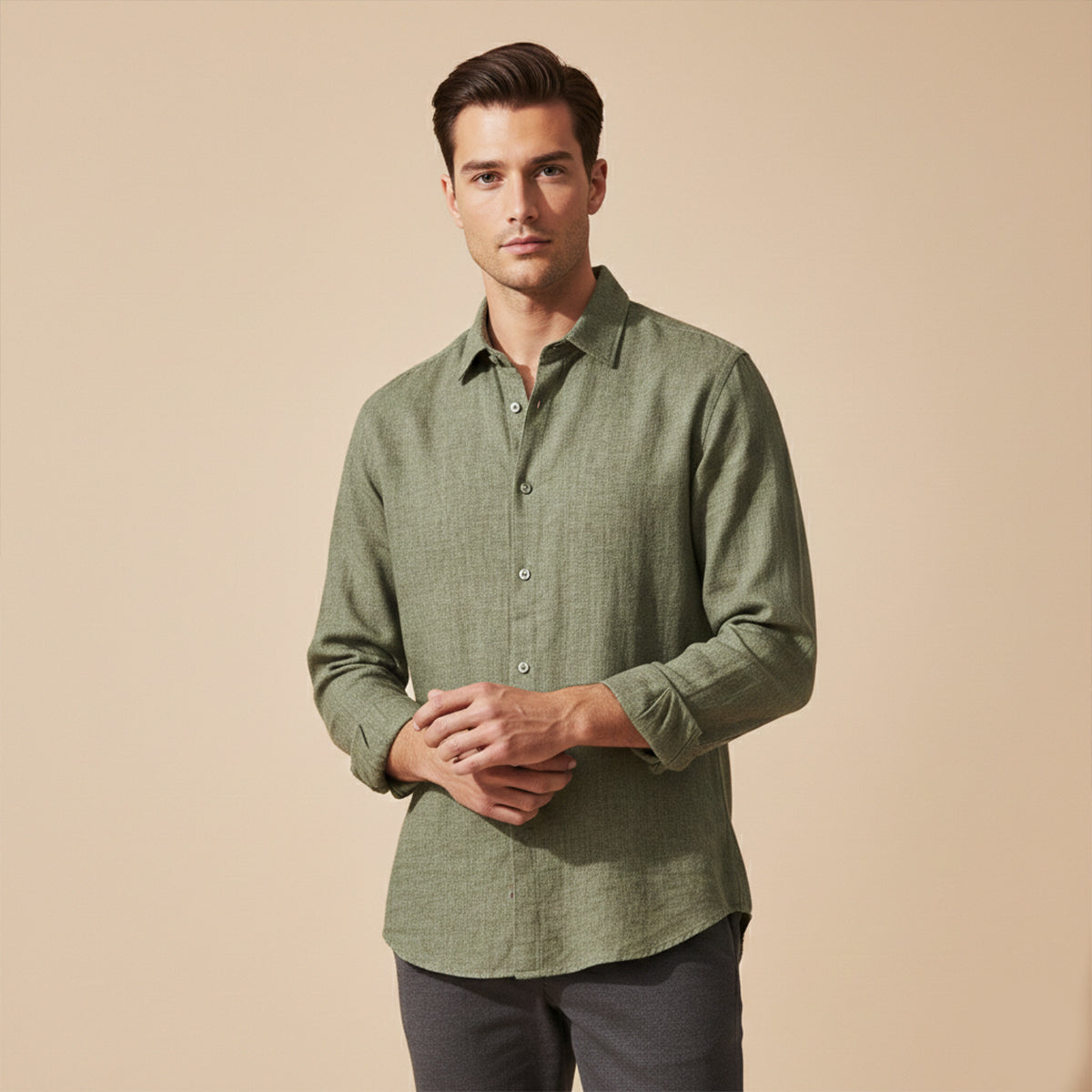 The Cedar Ridge Hill Men’s Trendy Loose Fit Linen Button Up Shirt
