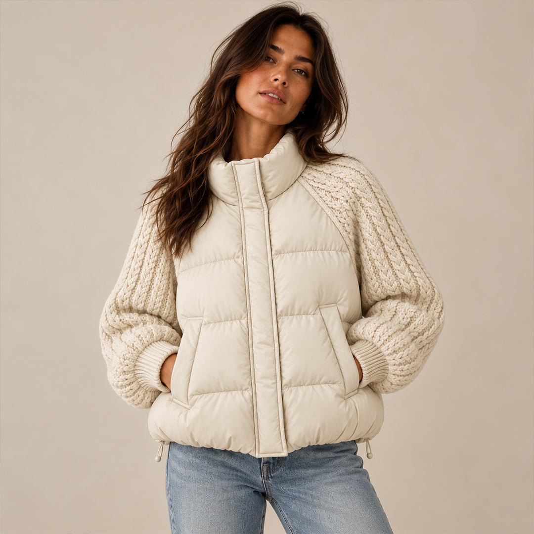 Women's Cable Knit Sleeve Puffer Jacket