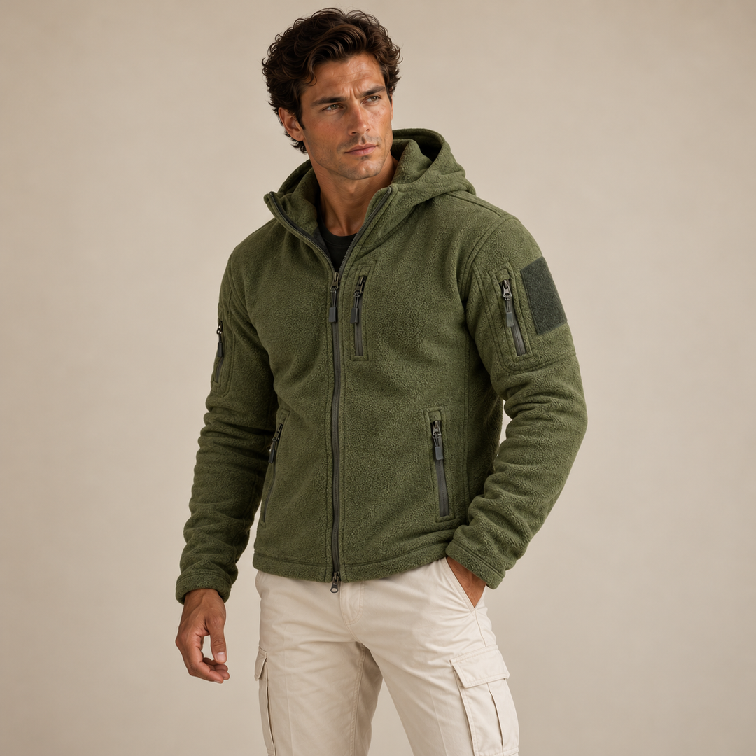 Men's Fleece Jacket Navy Hooded Tactical