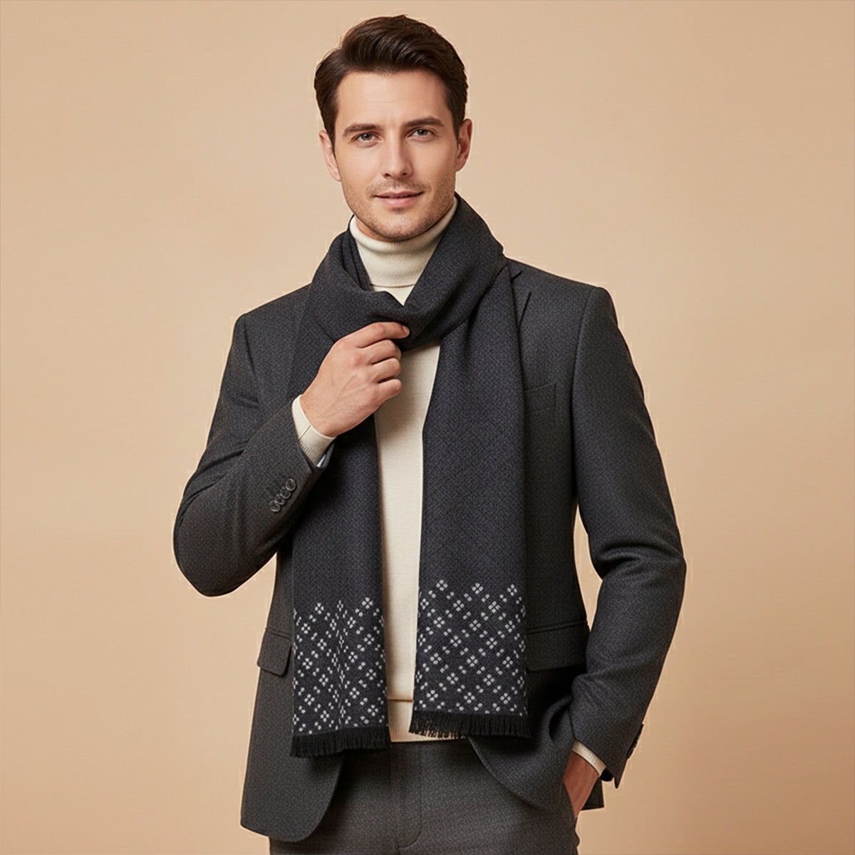 The Champs Élysées Cashmere Merino Scarf for Men - Black