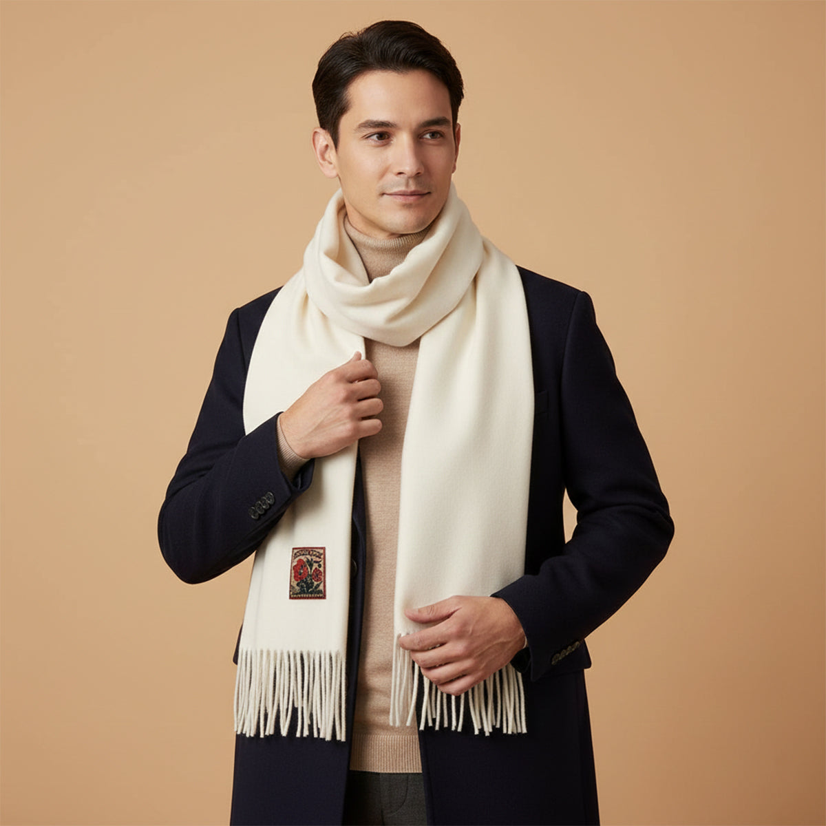 The Marais Cashmere Merino Scarf for Men - White