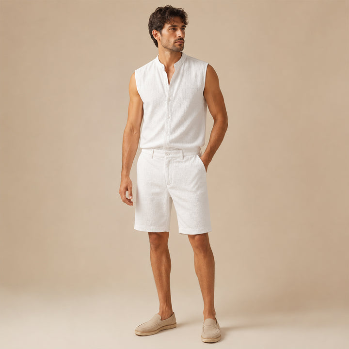 The Ironbridge Men’s Summer Sleeveless Button Up Shirt & Shorts Set