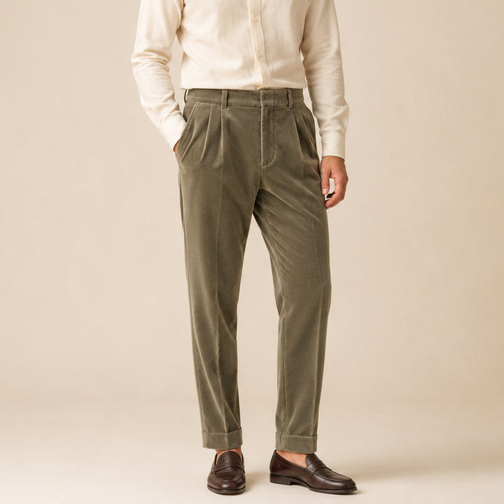 The Garda Porto Men’s Solid Color Velvet Straight Fit Pants
