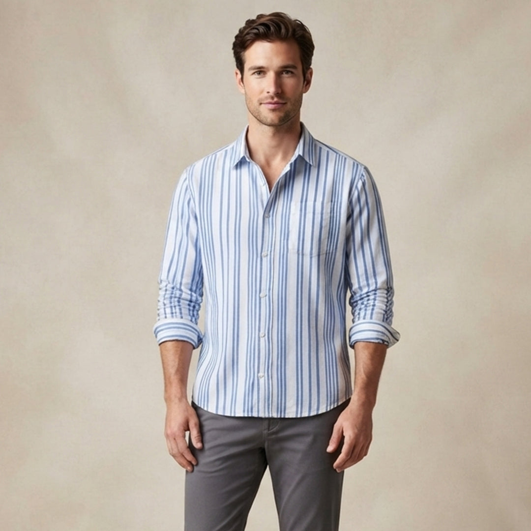 The Lecco Men’s Slim Fit Striped Business Dress Shirt