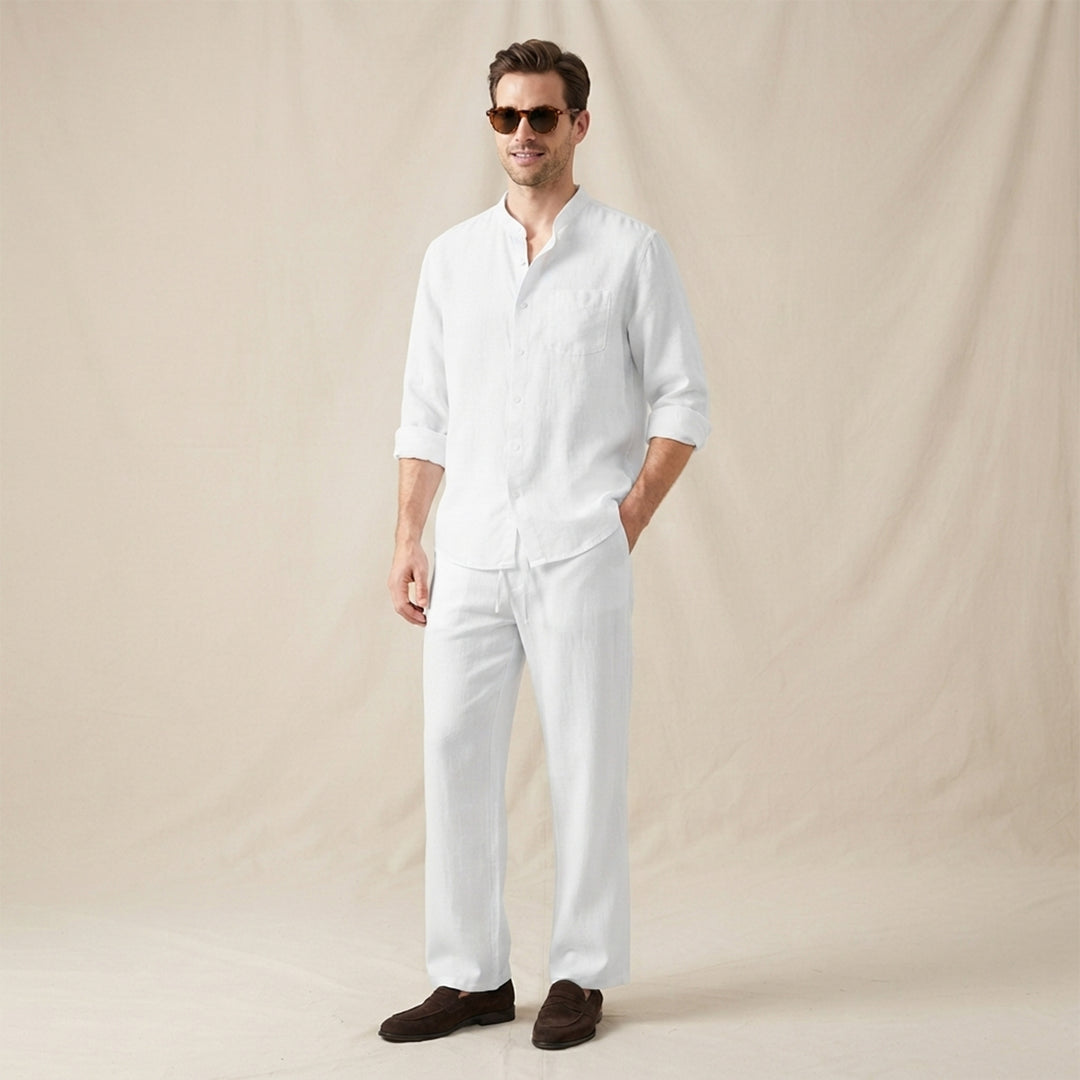 The Meadowwood Men’s Casual Linen Two Piece Set – Shirt & Pants