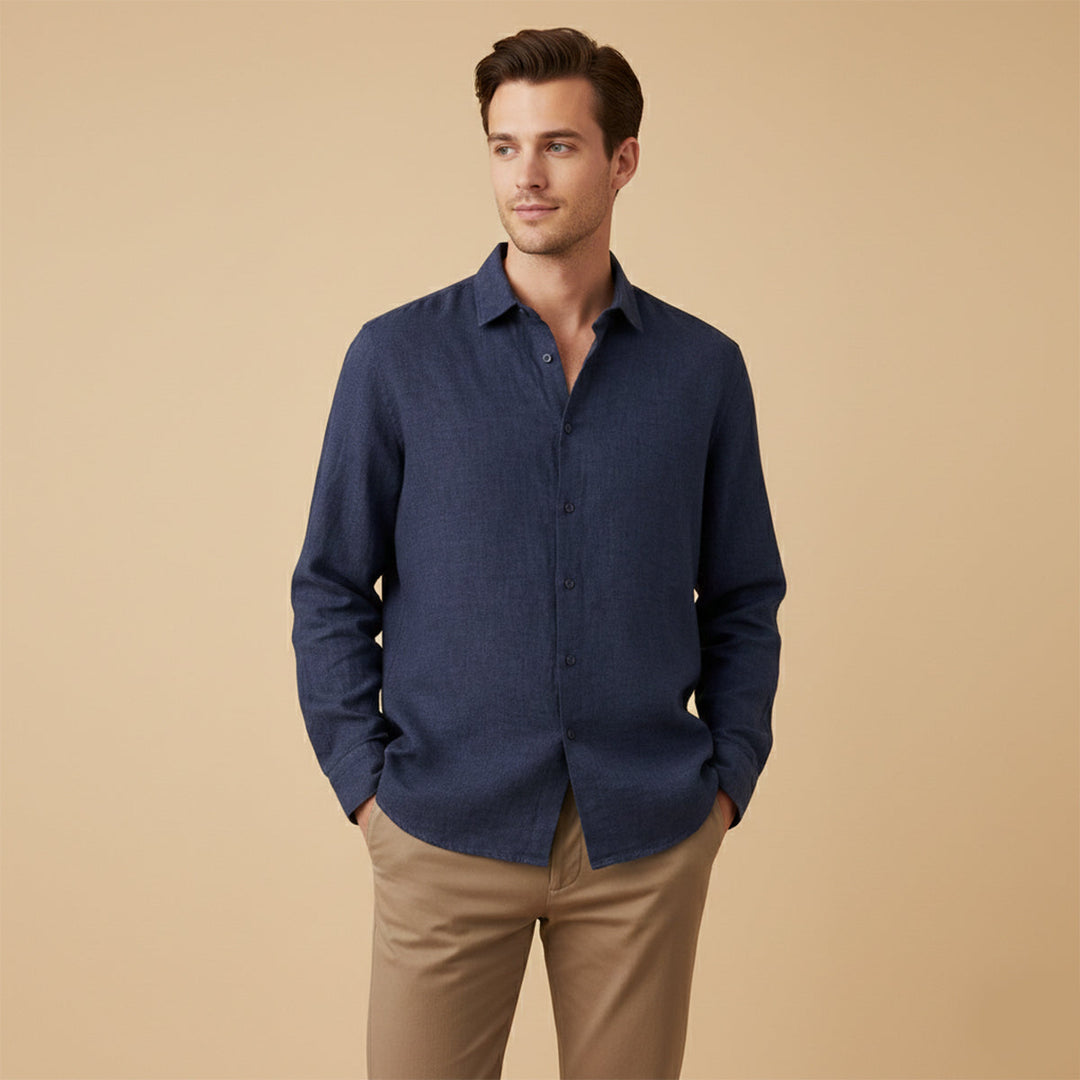 The Kensington Men’s Lightweight Loose Fit Linen Button Up Shirt