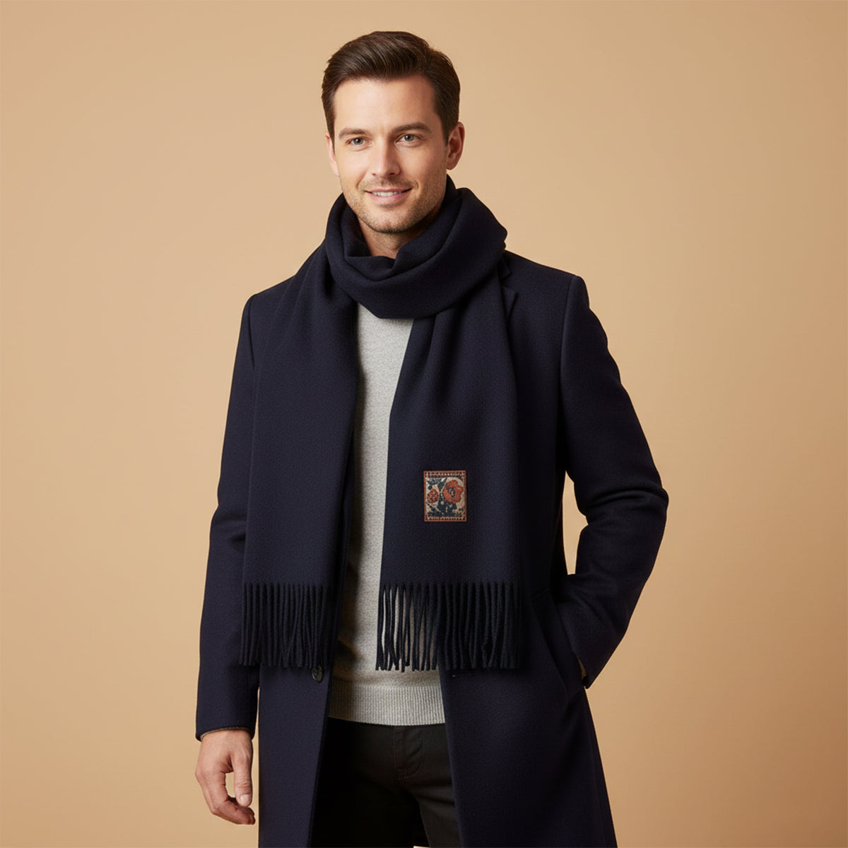 The Marais Cashmere Merino Scarf for Men - Black
