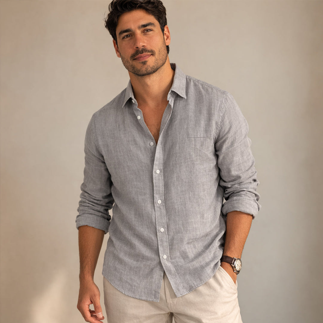 The Timbercrest Hill Men’s Cotton Linen Soft Beach Shirt
