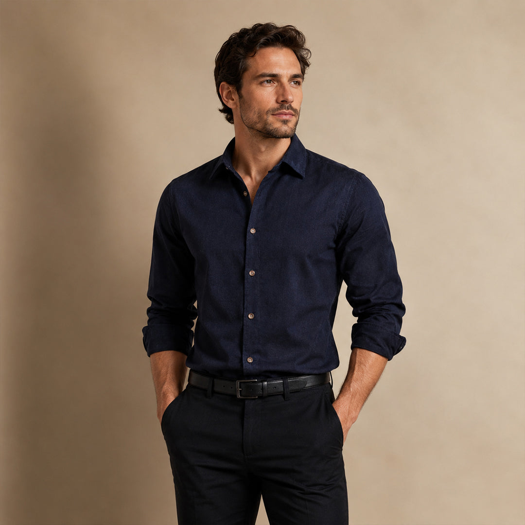 The Lucca Alta Men’s Cotton Business Casual Corduroy Shirt