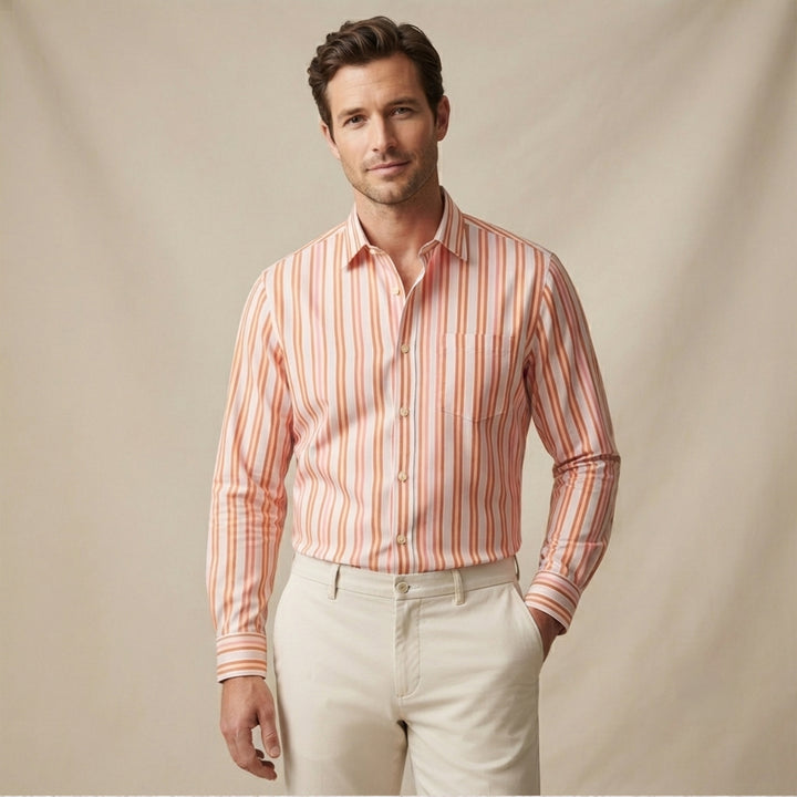 The Garda Men’s Slim Fit Striped Elegant Dress Shirt
