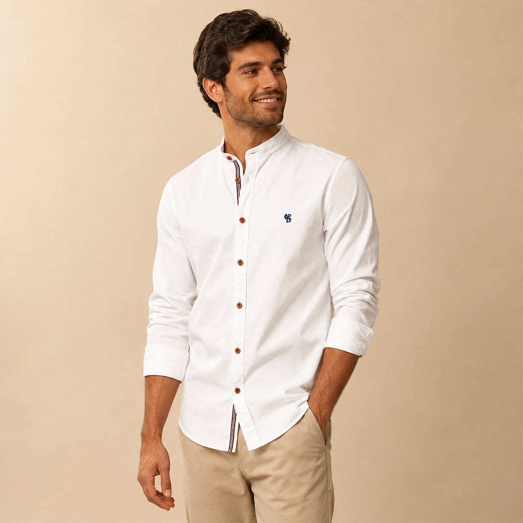 The Biella Men’s Mandarin Collar Smart Casual Button Shirt