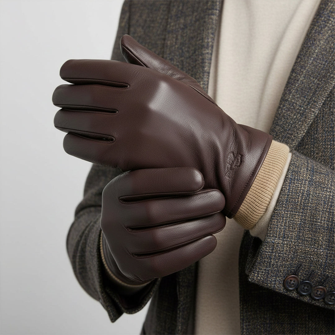 The Palermo Men's Faux Leather Wool Lined Winter Driving Gloves