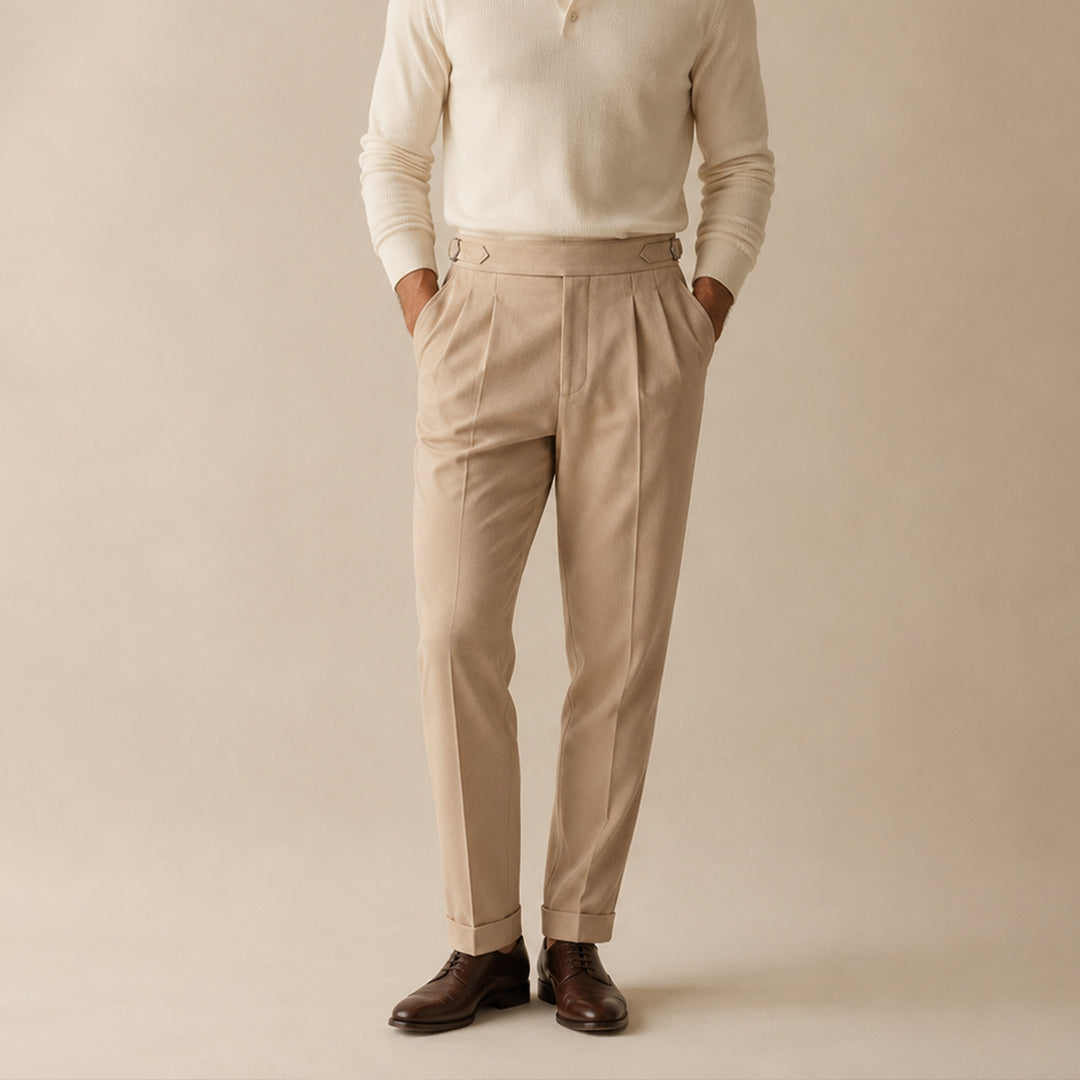 The Riva Garda Men’s High Waist Double Pleated Pants