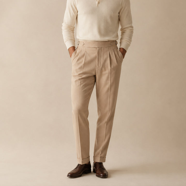 The Riva Garda Men’s High Waist Double Pleated Pants