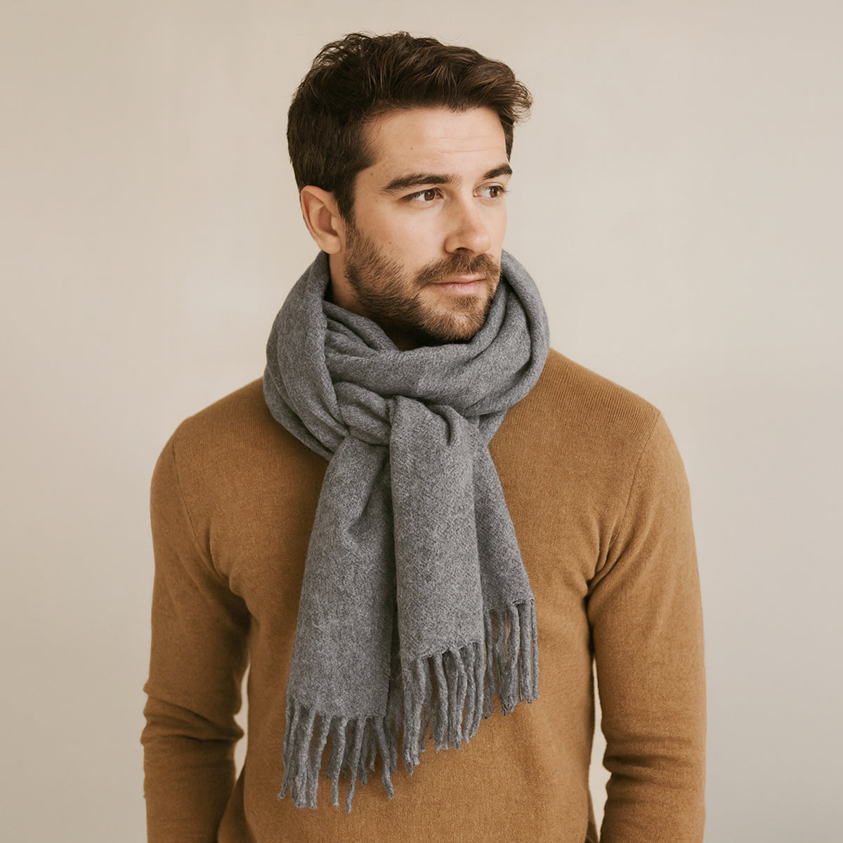 The Rive Gauche Cashmere Merino Scarf for Men - Gray