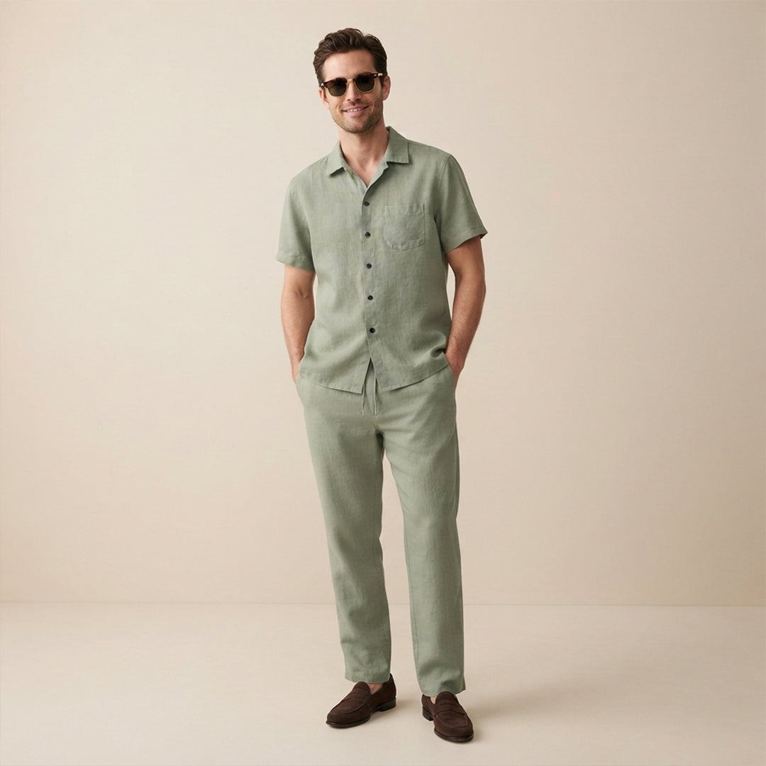 The Brookcrest Ridge Men’s Cotton Casual Summer Set – Shirt & Pants
