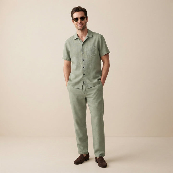 The Brookcrest Ridge Men’s Cotton Casual Summer Set – Shirt & Pants