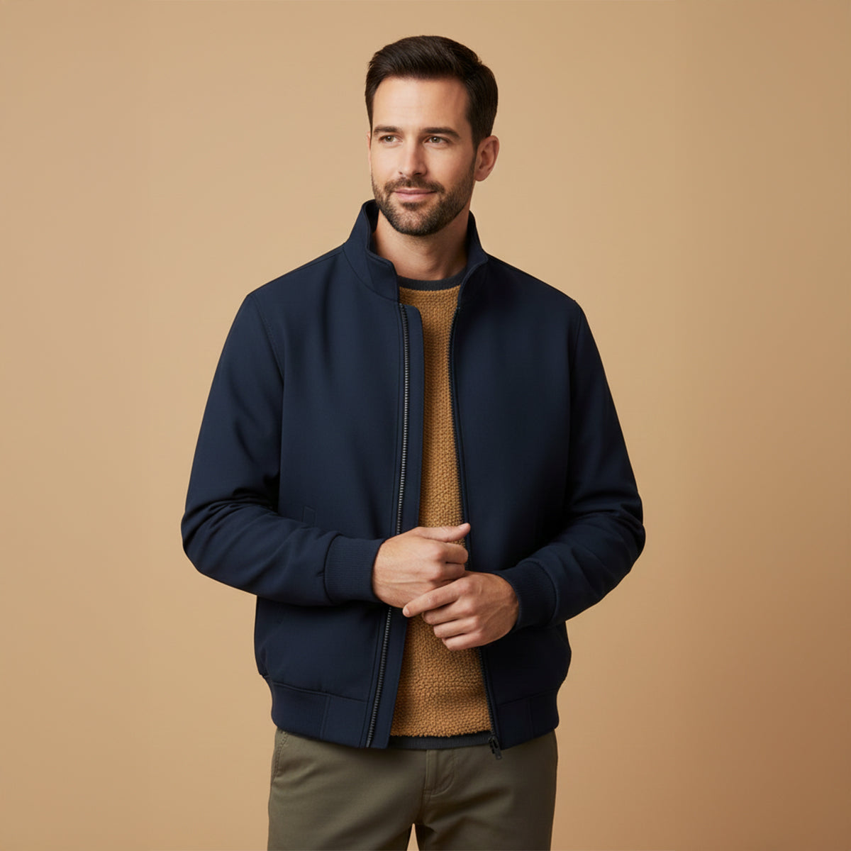 The Aspen Men’s Fleece Lined Windbreaker – Lightweight Multi Pocket Bomber Jacket