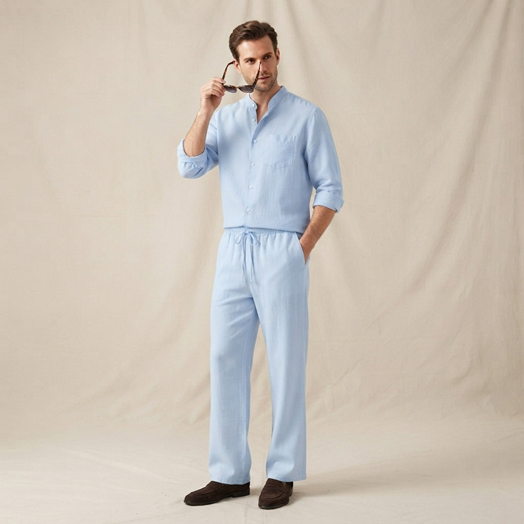 The Meadowwood Men’s Casual Linen Two Piece Set – Shirt & Pants