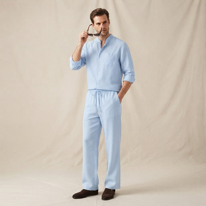 The Meadowwood Men’s Casual Linen Two Piece Set – Shirt & Pants
