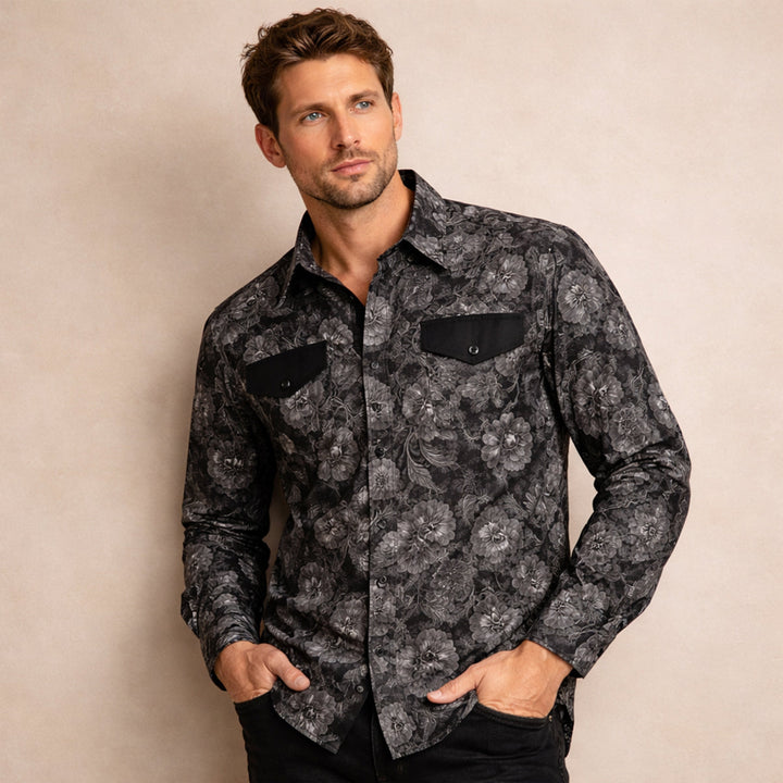 The Huntley Men’s Two Tone Patchwork Western Soft Denim Shirt
