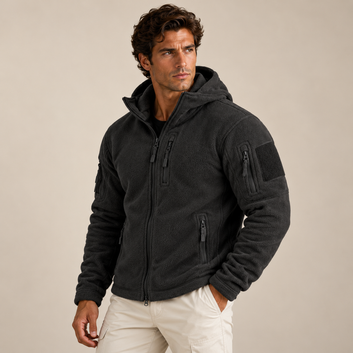 Men's Fleece Jacket Navy Hooded Tactical