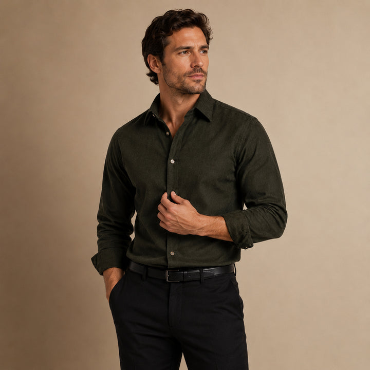 The Lucca Alta Men’s Cotton Business Casual Corduroy Shirt