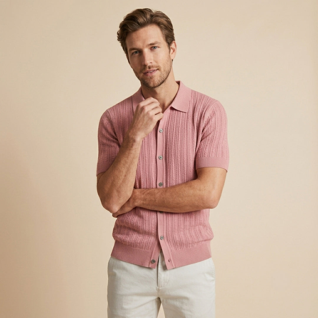 The Trapani Men’s Casual Knit Button Down Polo Shirt