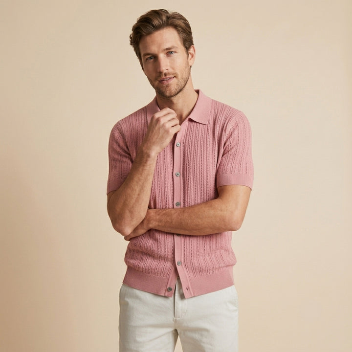 The Trapani Men’s Casual Knit Button Down Polo Shirt