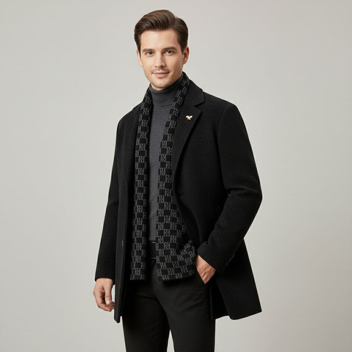 The Brighton Men's Warm Fur Lined Coat with Scarf