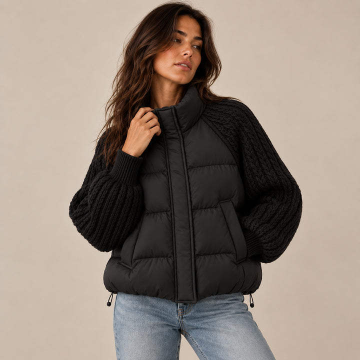 Women's Cable Knit Sleeve Puffer Jacket