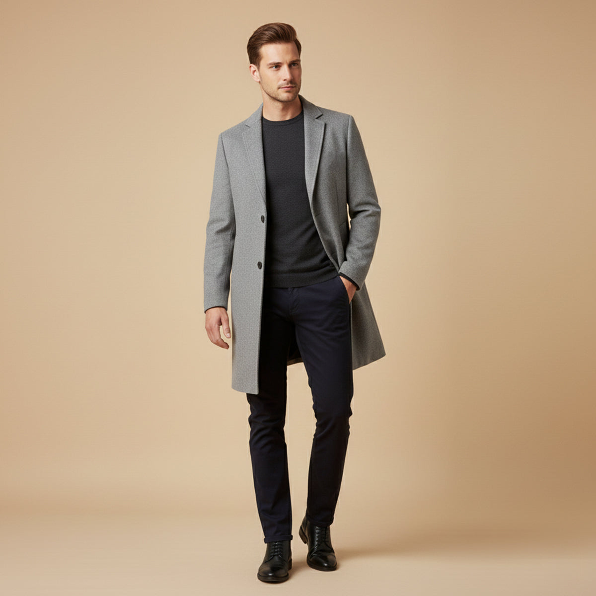 The Ascot Men's Elegant Wool Long Winter Smart Coat