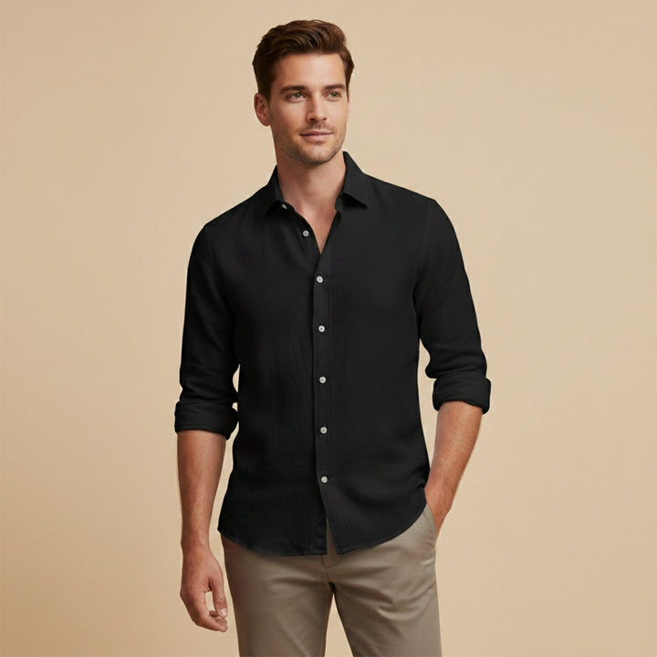 The Richmond Men’s Lightweight Cotton Linen Button Up Shirt