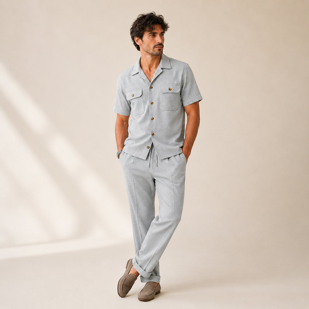 The Edgemont Men’s Casual Button Up Shirt & Pants Set