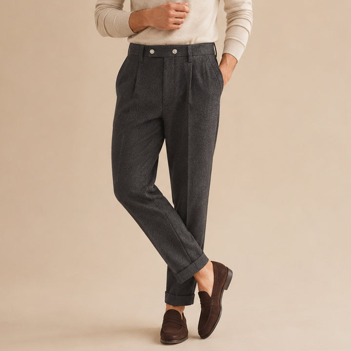 The Gold Coast Men’s High Waisted Pleated Straight Leg Dress Pants