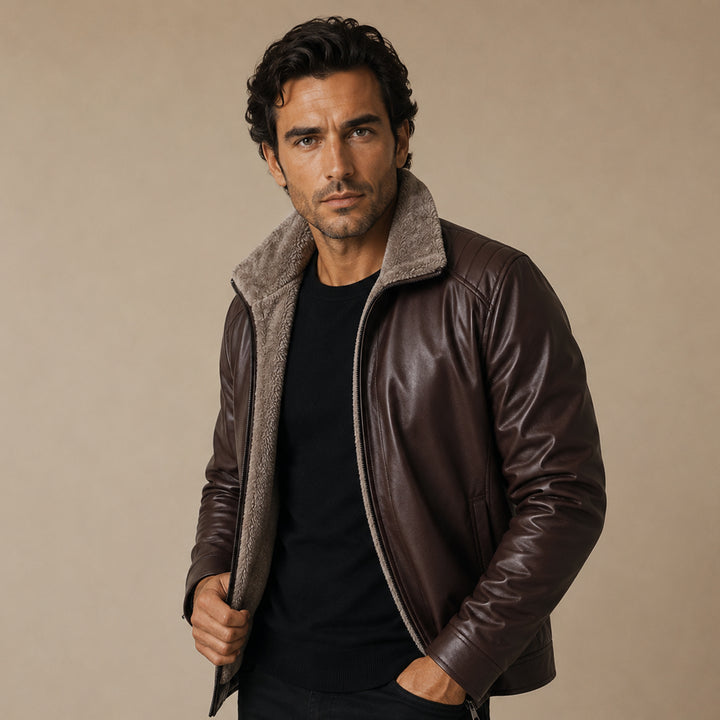 Men’s Winter Fleece Lined Faux Leather Jacket