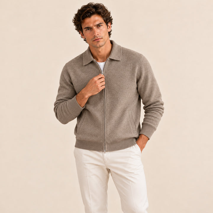 The Roma Men's Luxury Knitted Wool Zip Cardigan
