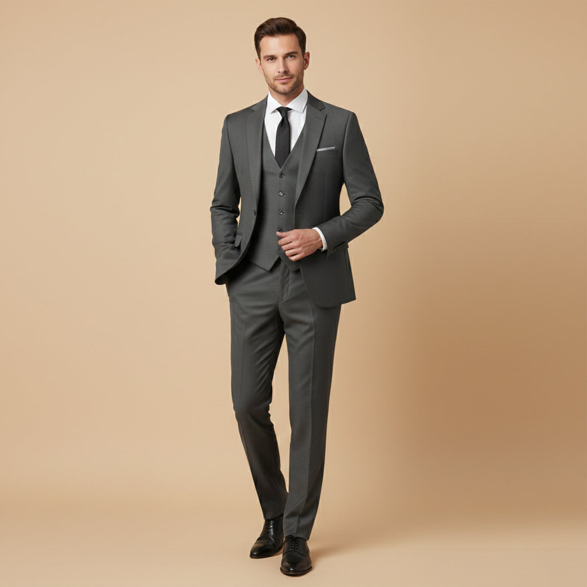 The Trebbiano Men’s 3 Piece Suit – Elegant Slim Fit Formal Tuxedo Set