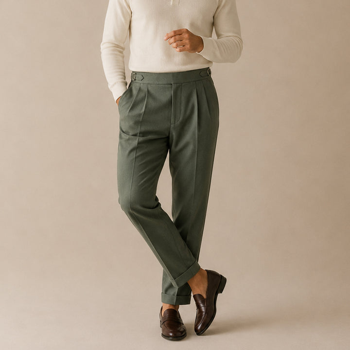 The Riva Garda Men’s High Waist Double Pleated Pants