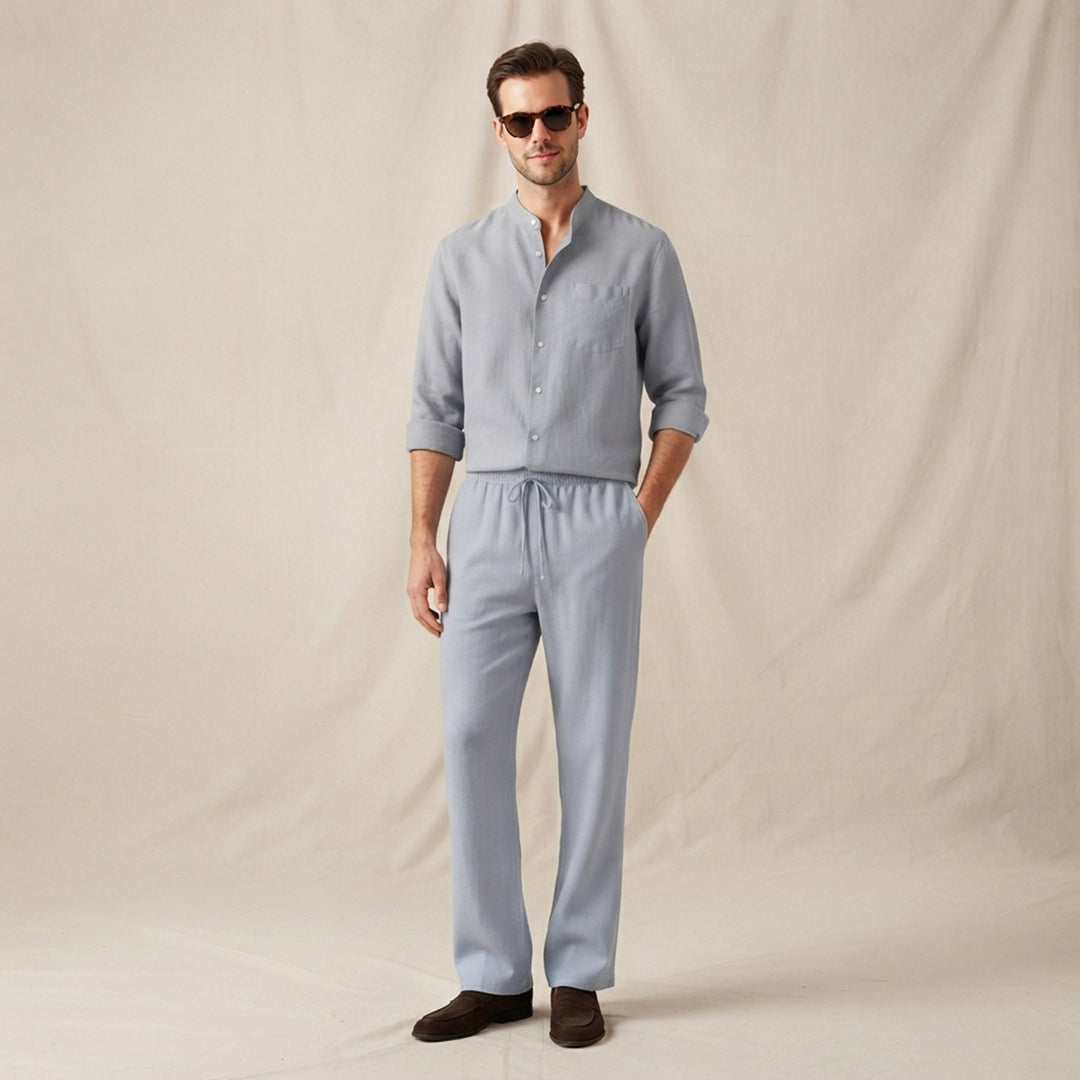 The Meadowwood Men’s Casual Linen Two Piece Set – Shirt & Pants