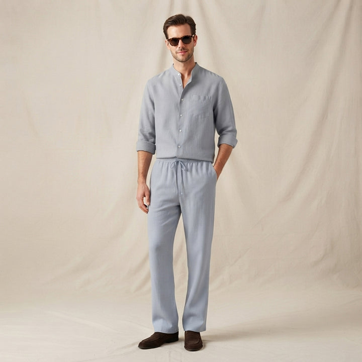The Meadowwood Men’s Casual Linen Two Piece Set – Shirt & Pants