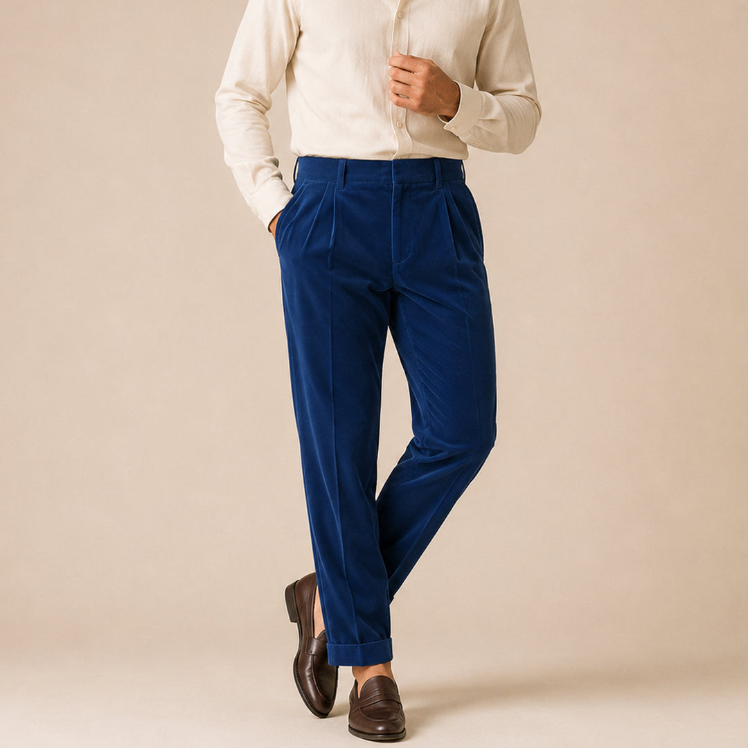 The Garda Porto Men’s Solid Color Velvet Straight Fit Pants